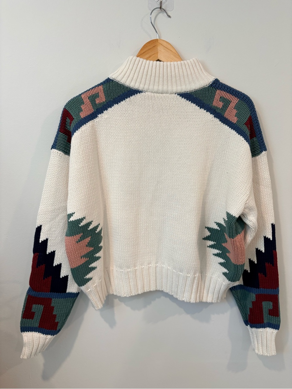 The Upside 100% Organic Cotton Southwestern Mock Neck Knit Sweater | Size Small - Picture 3 of 10